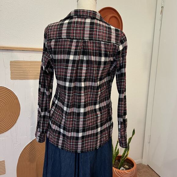 Woolrich Black & Red Cotton Checkered Plaid Print Button Front Long Sleeve Shirt - Picture 3 of 12